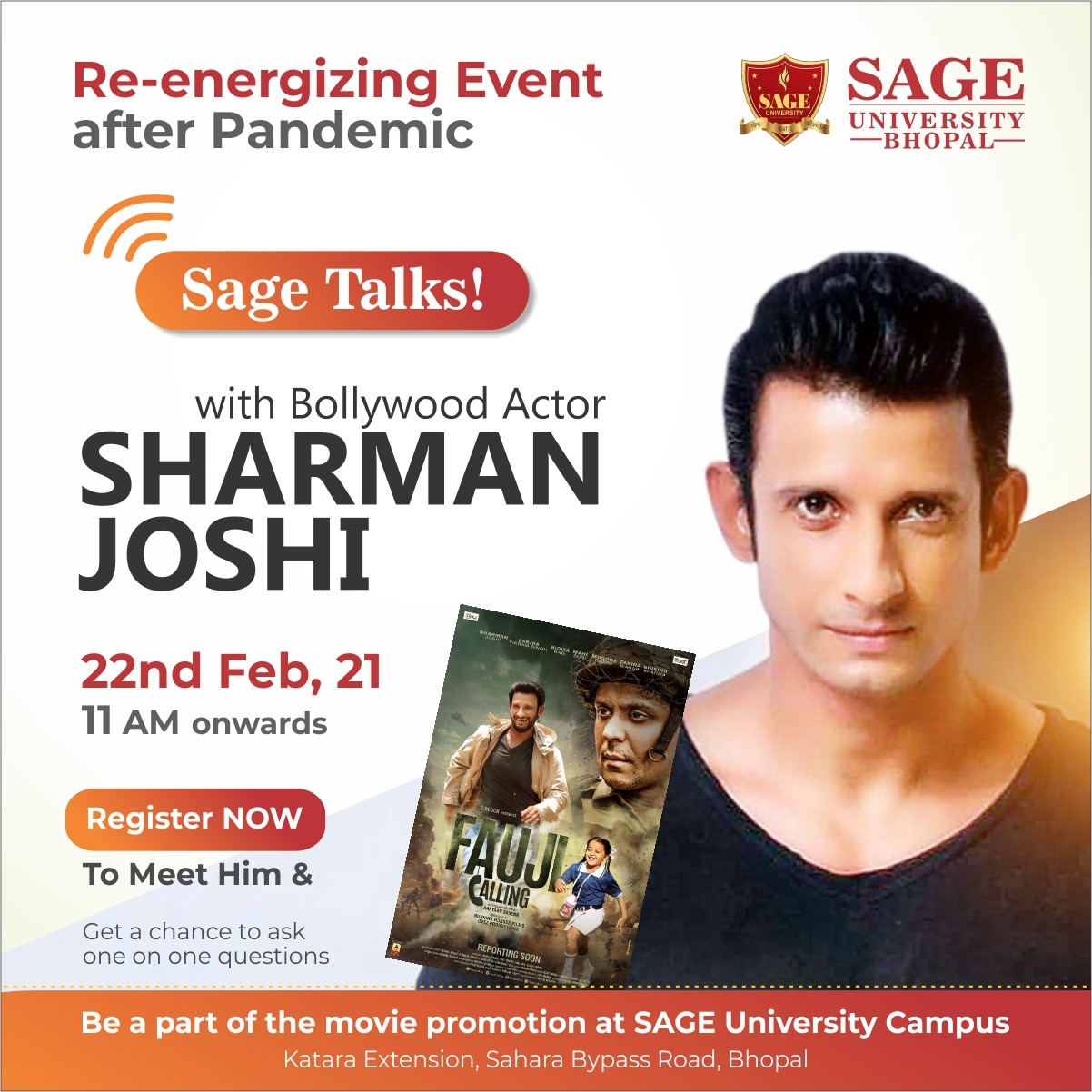SAGE Talks with Bollywood Actor Sharman Joshi 2021